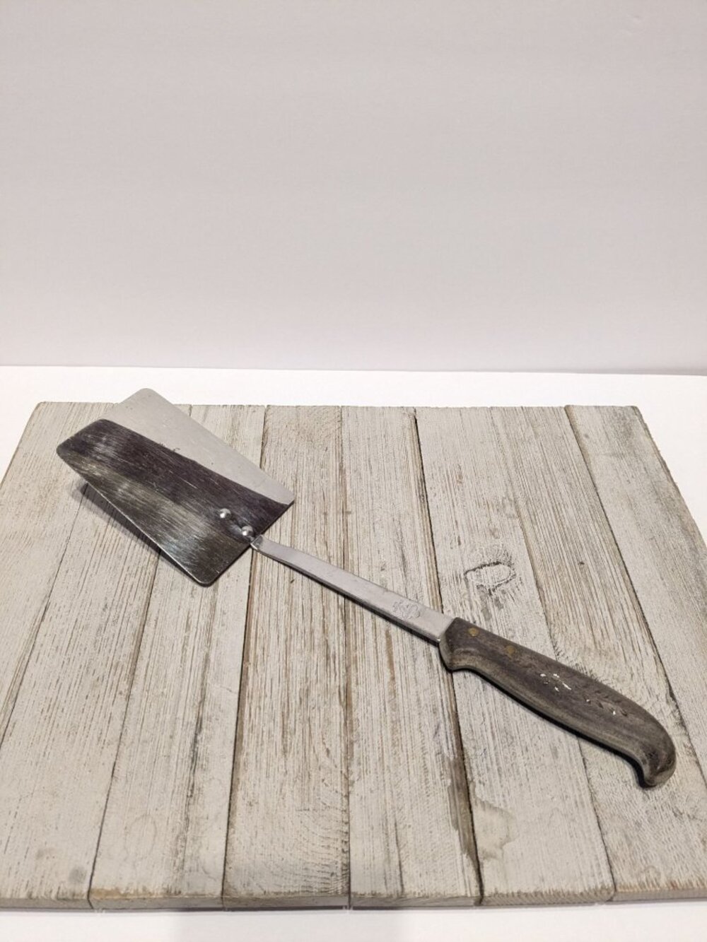 Blue Grass Stainless Steel Long Turner Spatula 13 1/2" Solid Wood Curved Handle